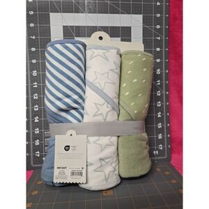 Oeko Tex Standard 100 Baby 3pk Hooded Towel - Cloud Island Blue White Green New